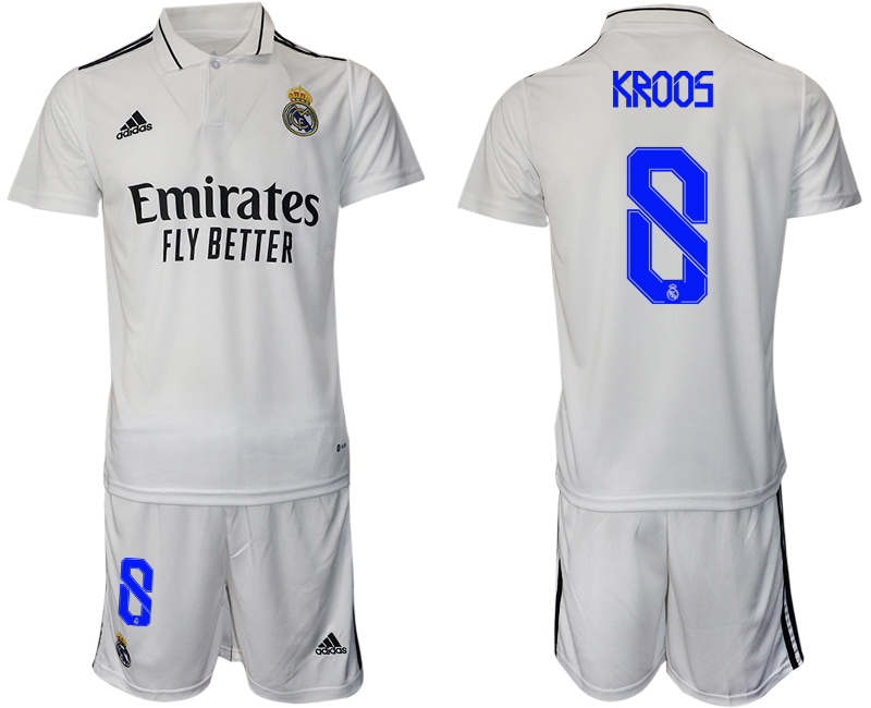 Men 2022-2023 Club Real Madrid home white #8 Adidas Soccer Jersey->real madrid jersey->Soccer Club Jersey